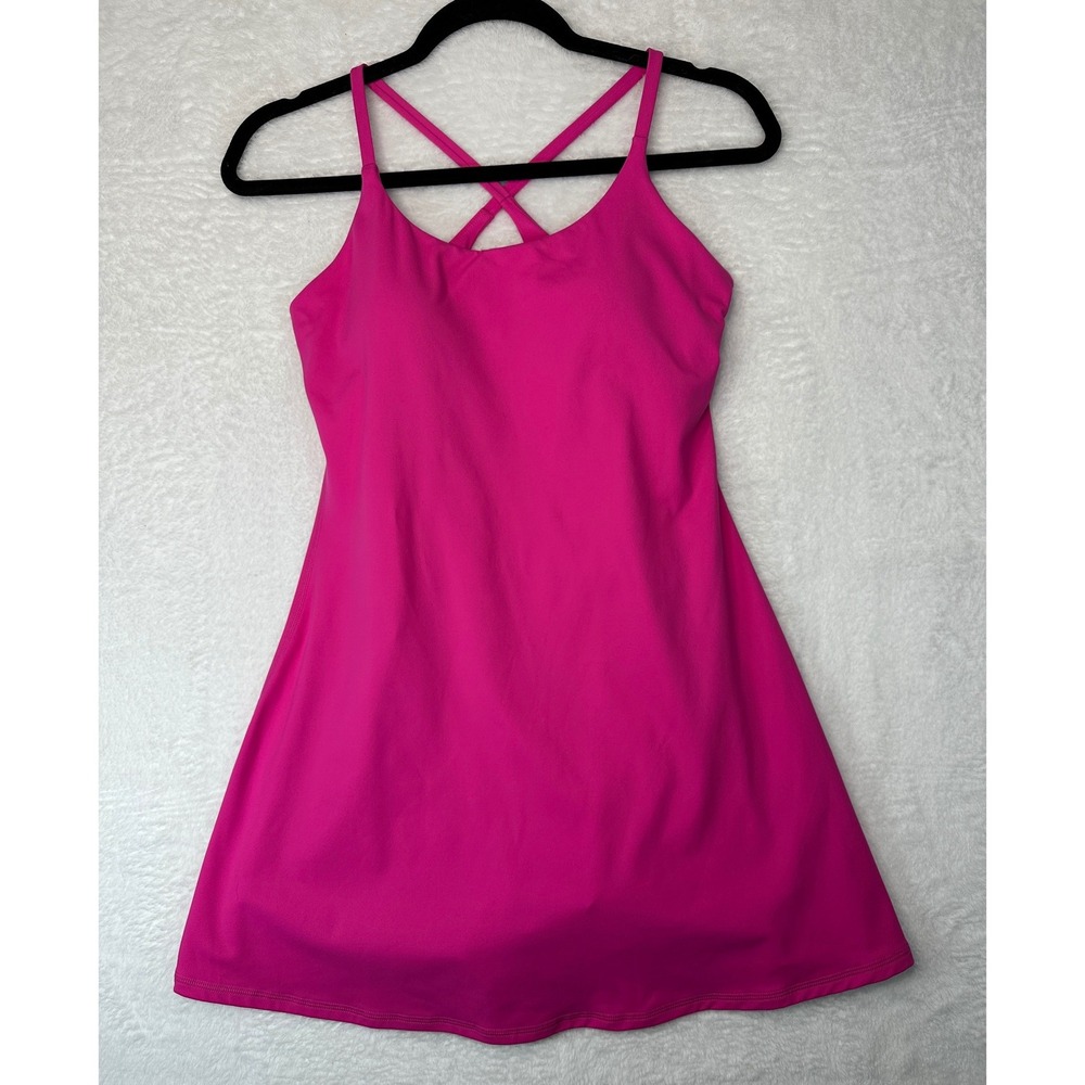 Athleta Transcend Exercise Dress Womens XS Pink Cross Back Built-in Shorts